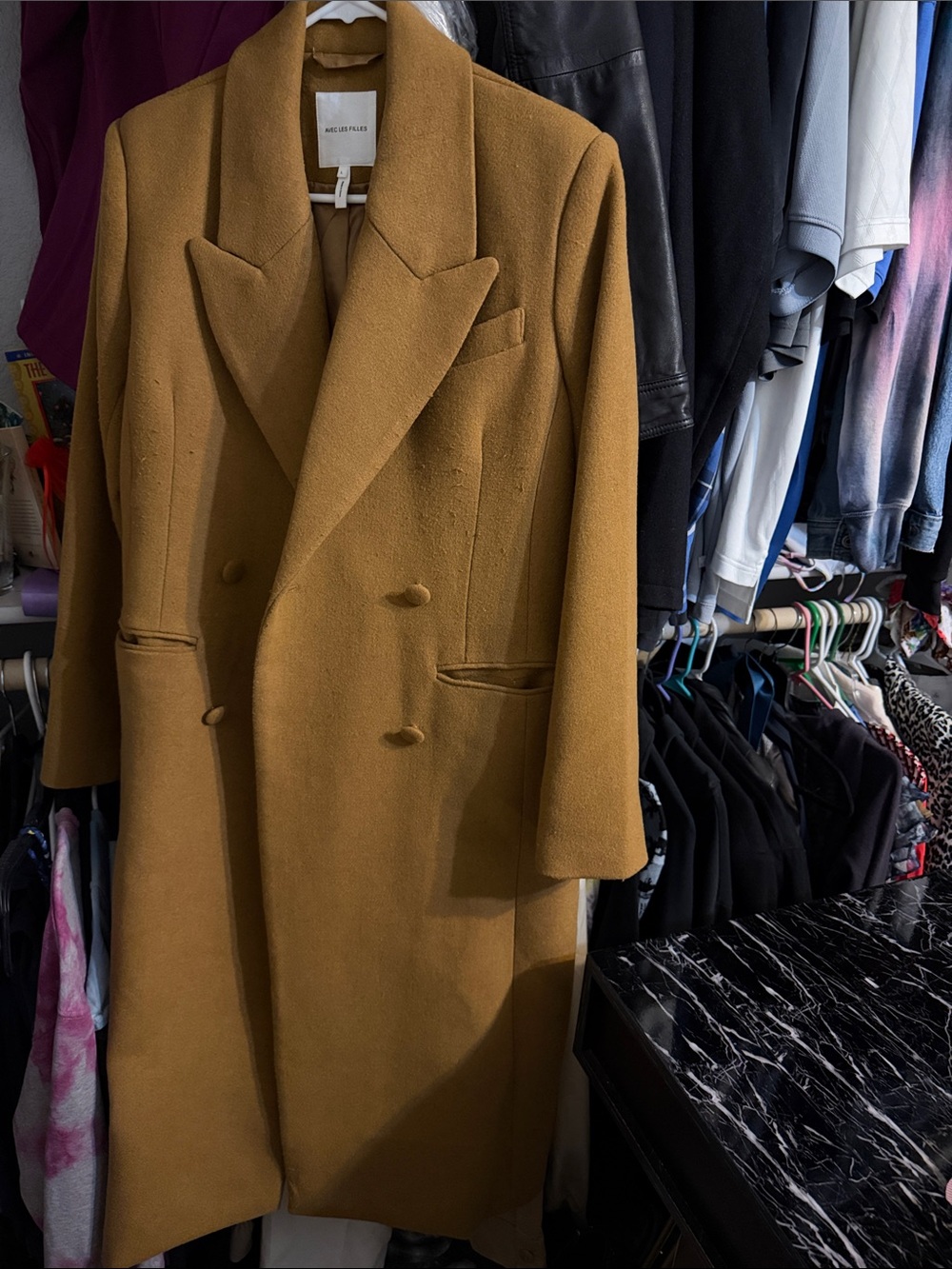 Avec les filles long wool blend coat large